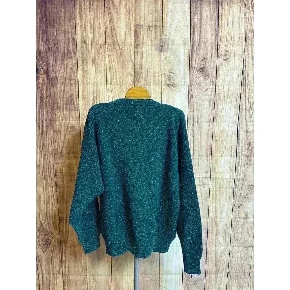 Retro Vintage 80s 90s V Neck Knit Sweater Green and Black Size 2XL Tall READ DES